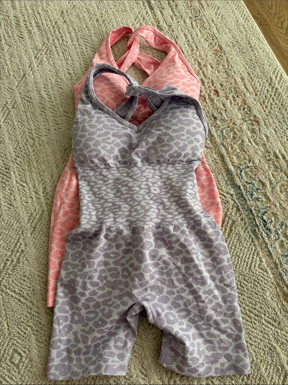 Girls' Leopard Print Sleep Romper - Pink & Lavender